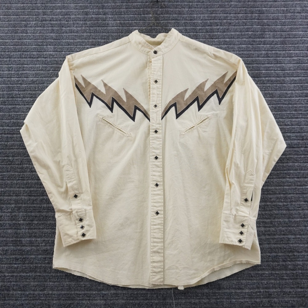 Vintage Brooks & Dunn Panhandle Slim Smile Pocket Pearl Snap Shirt Large Cream